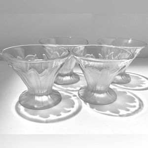 4 Viking VTG Clear Frosted Leaves Dessert Dishes Cups Footed (2 Sets Available)